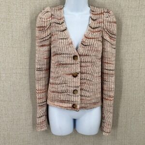 Chelsea & Violet Cardigan Womens XS Pink Cotton Space‎ Dye Puff Sleeve Boho